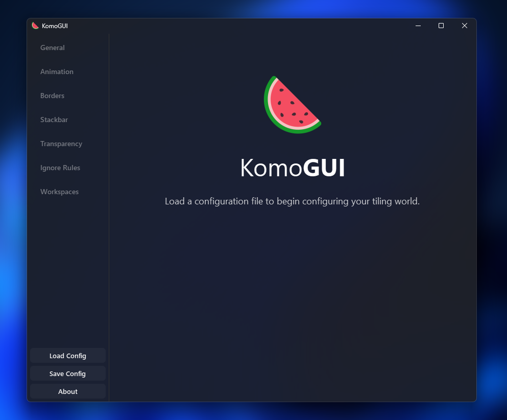 KomoGUI graphical configuration interface for Komorebi